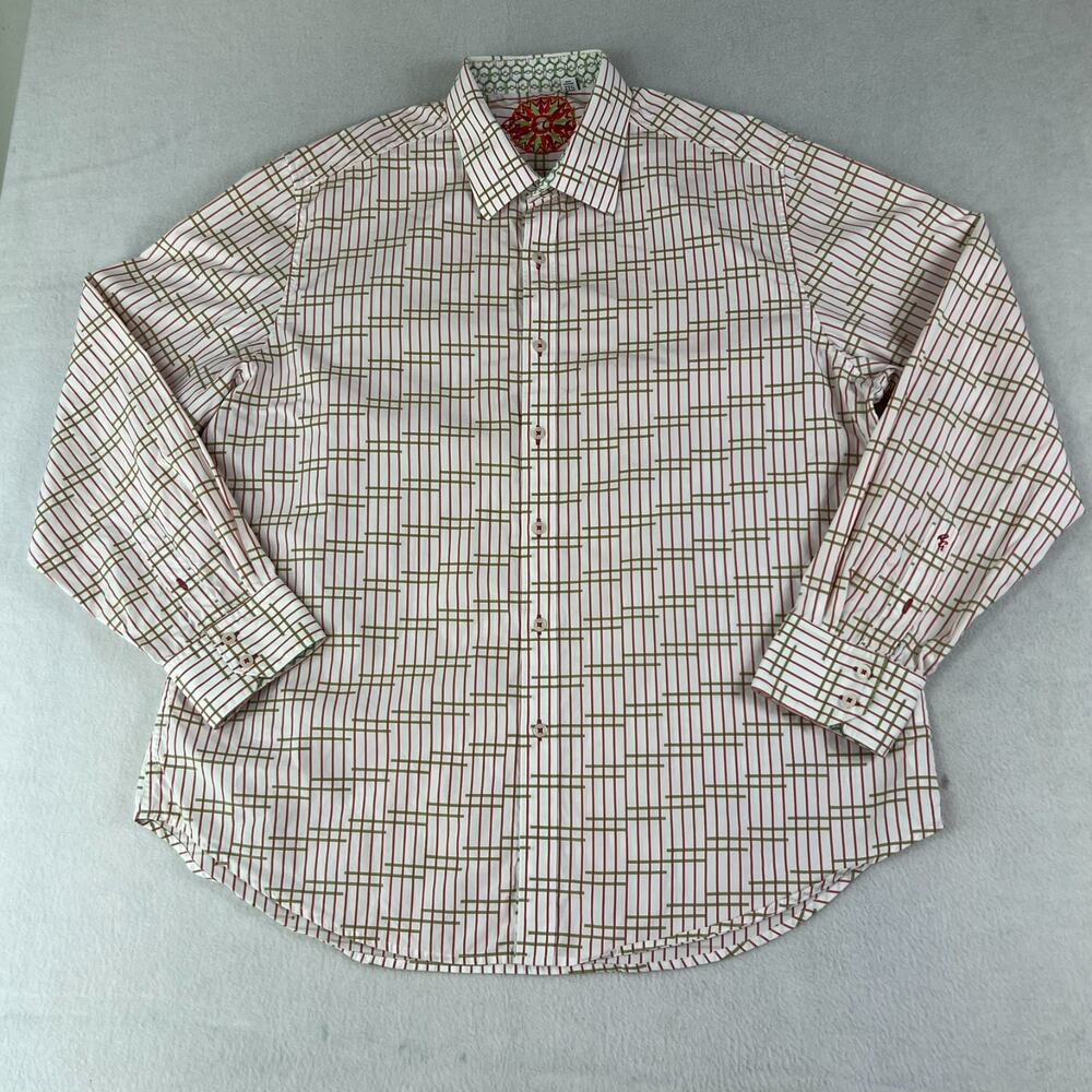 Robert Graham Button Up Dress Shirt Men's 2XL Classic Fit 100% Cotton